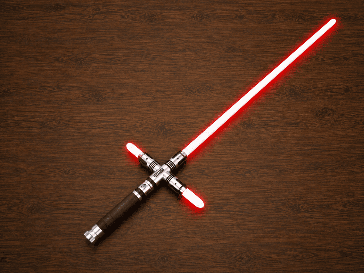 The Crusader Neopixel lightsaber with gothic sculpted hilt